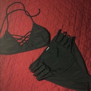 Black bathing suits with straps